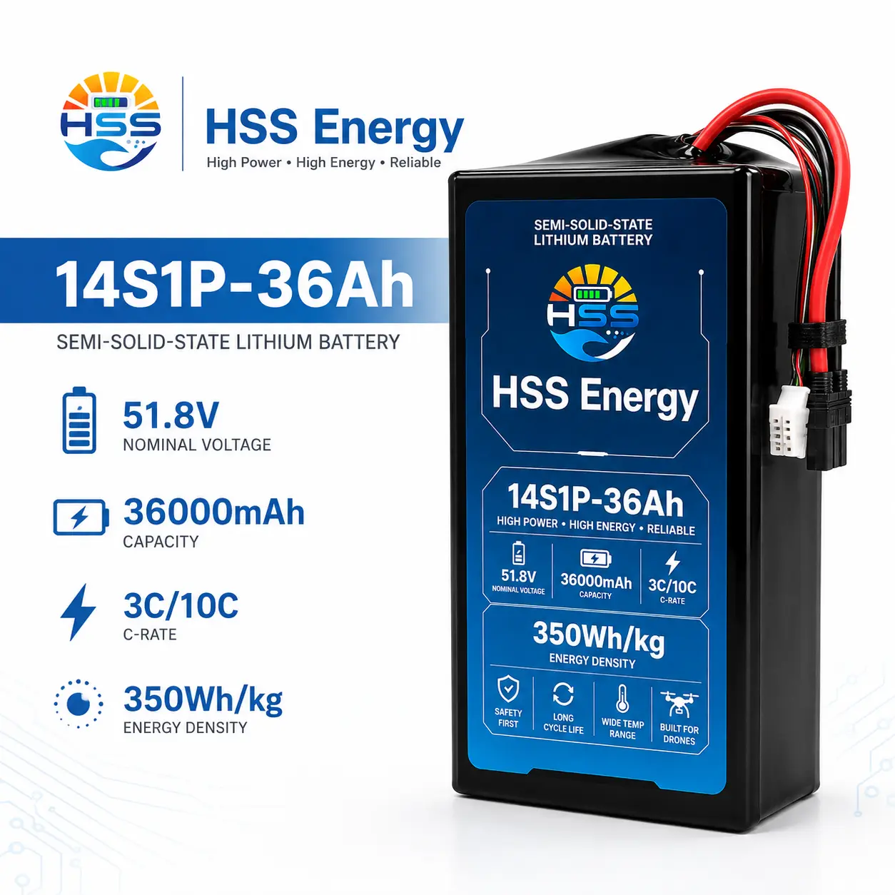 14S 36000mAh UAV-batterij